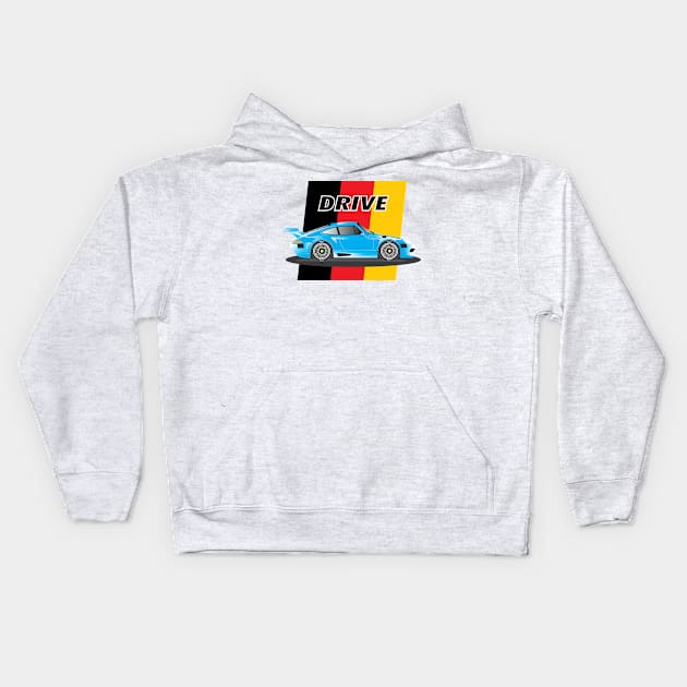 Drive - German Cup Racer - Blue Kids Hoodie by Sash8140